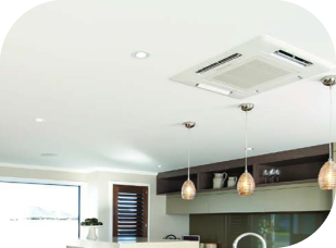 imagen de un restaurante con un aire acondicionado de tipo cassete